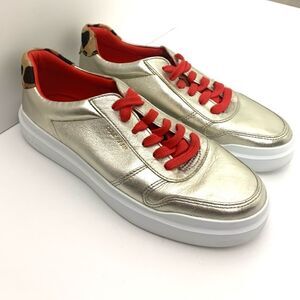 Cole Haan Gold Leather Funky Street Comfy Tennis Shoes size 7.5